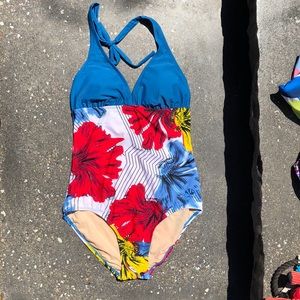 Hapari Colorful Floral 1 Pc Swim Suit -Sz 8-10 Med